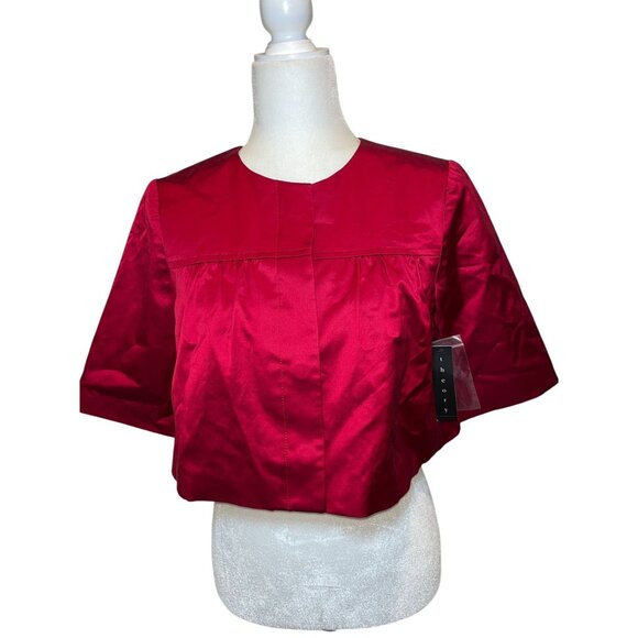 NWT Theory Crimson Tilford Tuxedo Silk Blend Cropped Jacket 3/4 Sleeves Womens M - Picture 1 of 11
